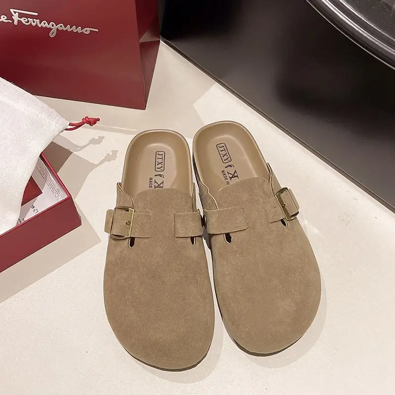 Birkenstock Shoes for Women Wholesale New Spring and Summer Retro Closed-Toe Half Slippers for Outdoor Wear Flat Slip-On Lazy Shoes - Image 3