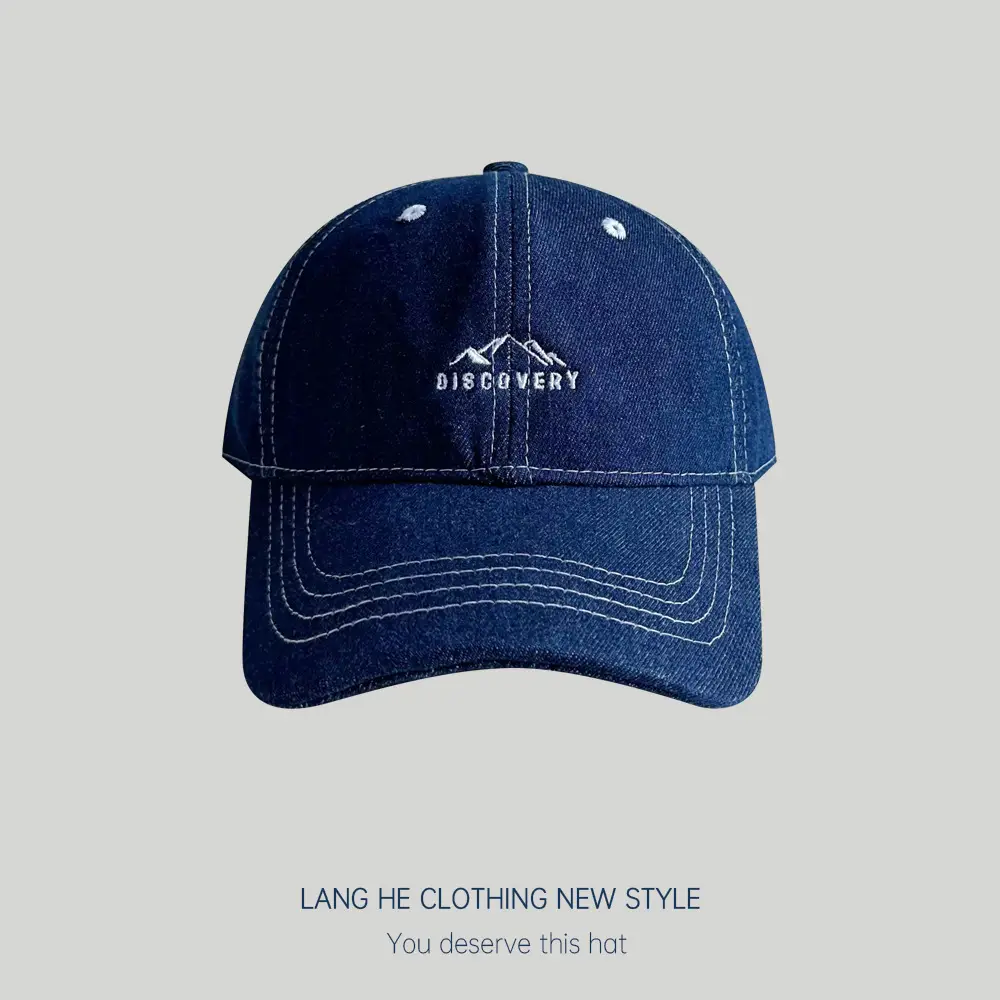 Alphabet Peak Embroidered Denim Cap Women's Autumn Casual All-match Fashion Showy Face Small Men's Duck Tongue Hat Trendy - Image 2