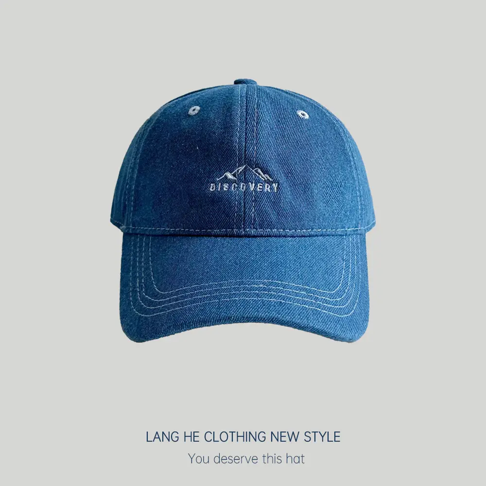 Alphabet Peak Embroidered Denim Cap Women's Autumn Casual All-match Fashion Showy Face Small Men's Duck Tongue Hat Trendy - Image 3