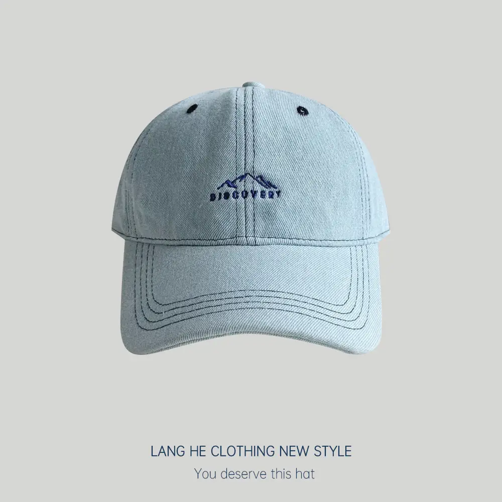 Alphabet Peak Embroidered Denim Cap Women's Autumn Casual All-match Fashion Showy Face Small Men's Duck Tongue Hat Trendy - Image 4