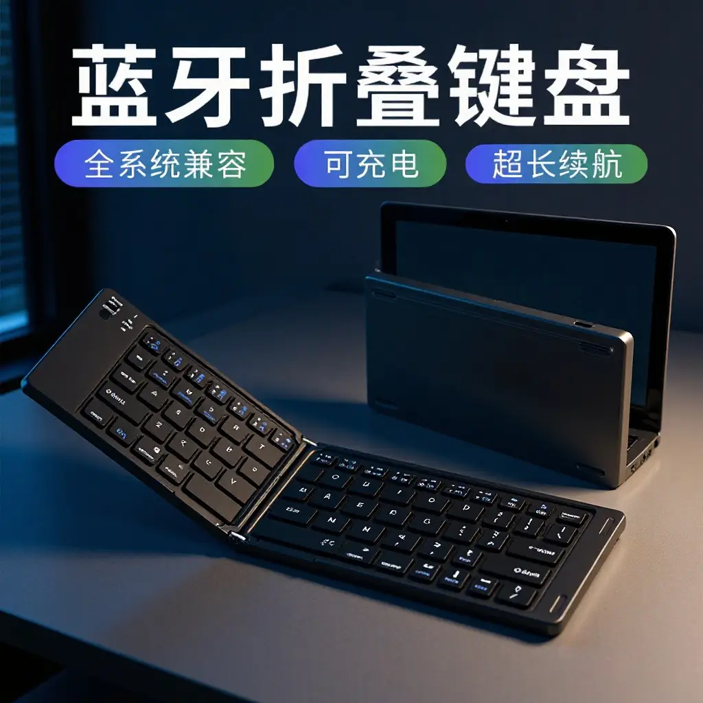 Bluetooth Folding Keyboard Wireless Tablet Universal Portable Waterproof Rechargeable Ultra-Thin Mini External Keyboard - Image 3
