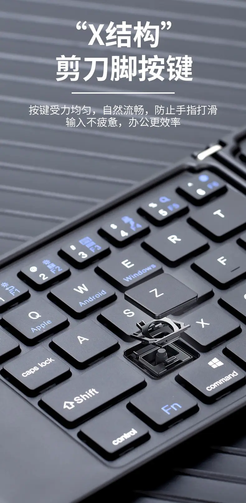 Bluetooth Folding Keyboard Wireless Tablet Universal Portable Waterproof Rechargeable Ultra-Thin Mini External Keyboard — feature 6