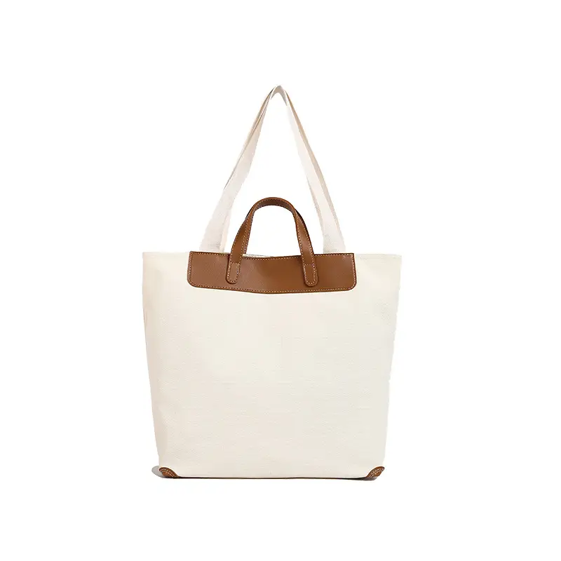 Women Canvas Tote Bag with Black Zipper & Handles - Image 6