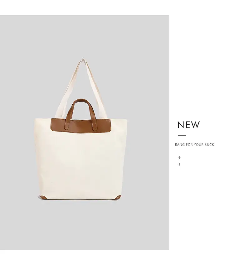 Women Canvas Tote Bag with Black Zipper & Handles — feature 10