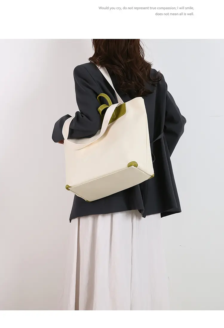 Women Canvas Tote Bag with Black Zipper & Handles — feature 19