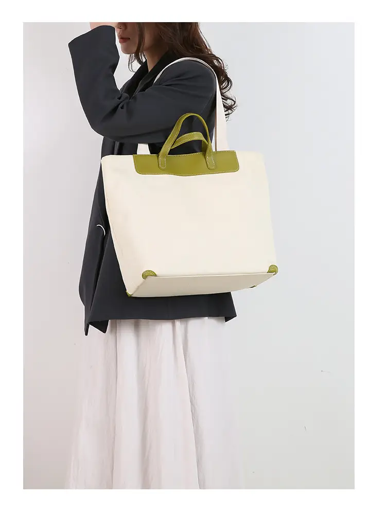 Women Canvas Tote Bag with Black Zipper & Handles — feature 20