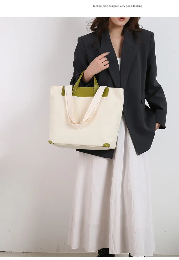 Women Canvas Tote Bag with Black Zipper & Handles — feature 22