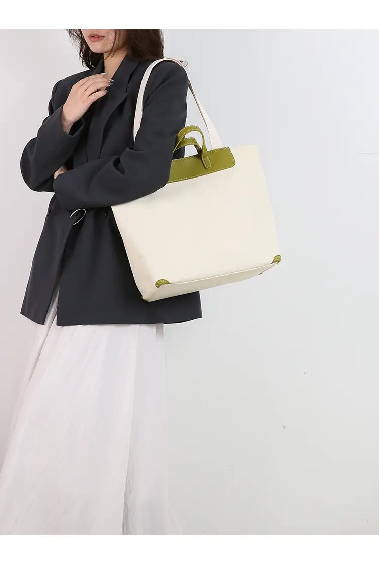 Women Canvas Tote Bag with Black Zipper & Handles — feature 23