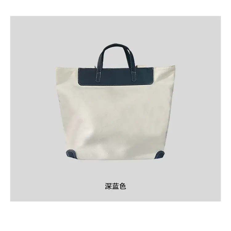 Women Canvas Tote Bag with Black Zipper & Handles — feature 7