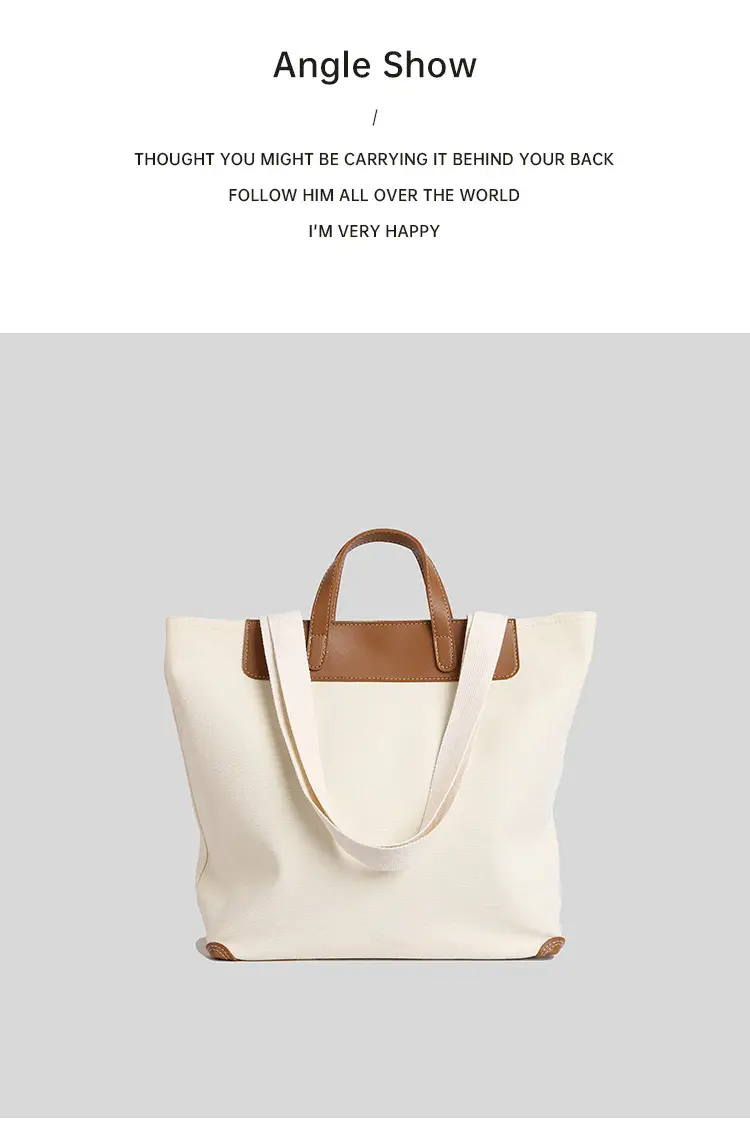 Women Canvas Tote Bag with Black Zipper & Handles — feature 8