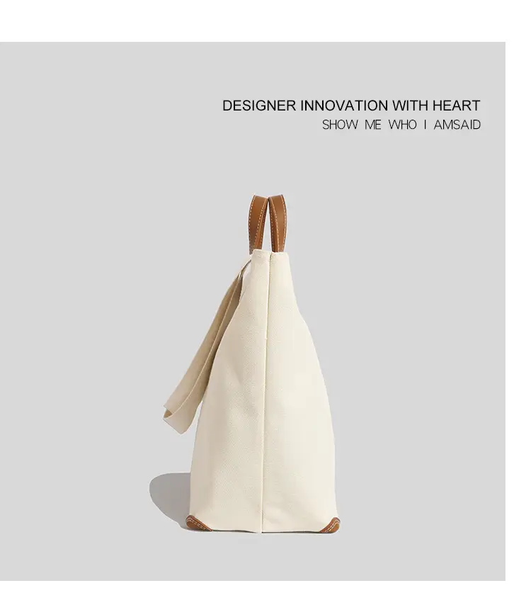 Women Canvas Tote Bag with Black Zipper & Handles — feature 9