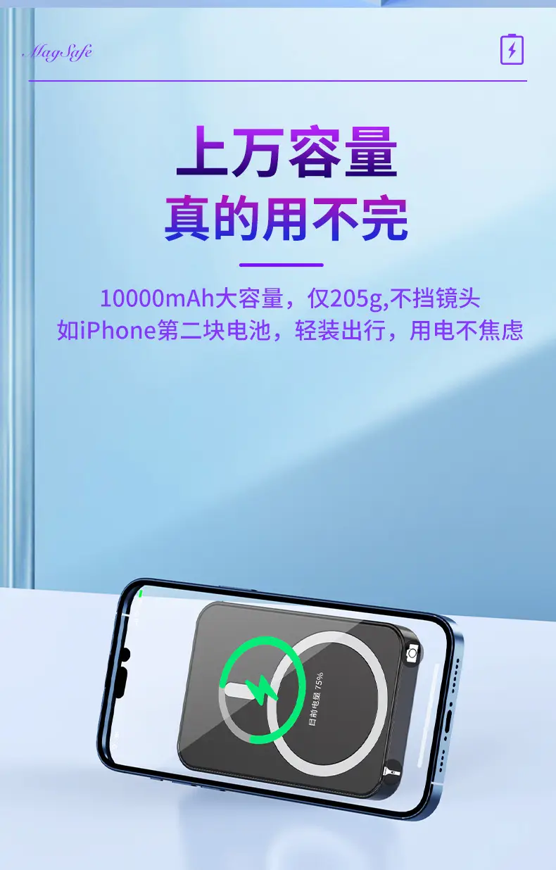 New Magsafe gradient magnetic bracket wireless charging treasure portable mobile power mini 10000 mA — feature 15