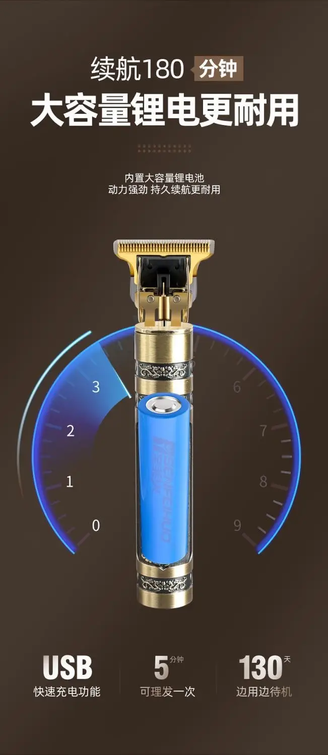 Rechargeable Hair Clipper with Dragon Design — feature 6