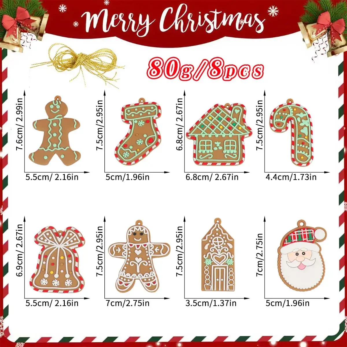 Christmas Gingerbread Man Ornaments Bar Code Sticking - Image 5