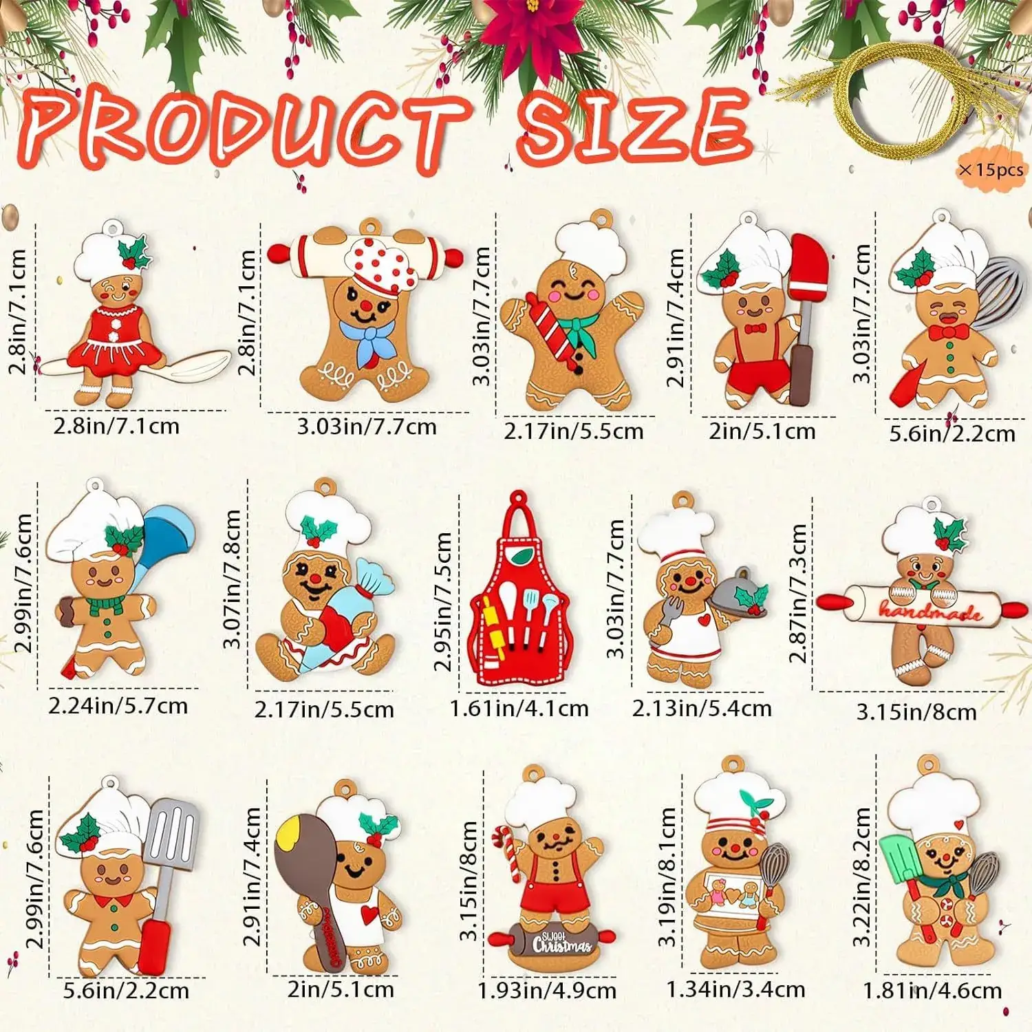 Christmas Gingerbread Man Ornaments Bar Code Sticking - Image 9
