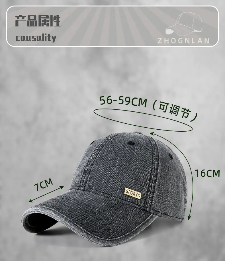 Men's Blue Denim Baseball Cap Sports Wear — feature 22