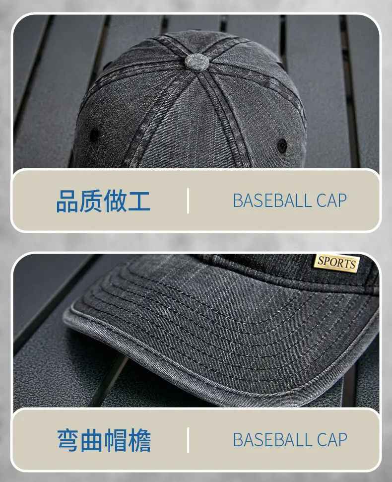 Men's Blue Denim Baseball Cap Sports Wear — feature 29