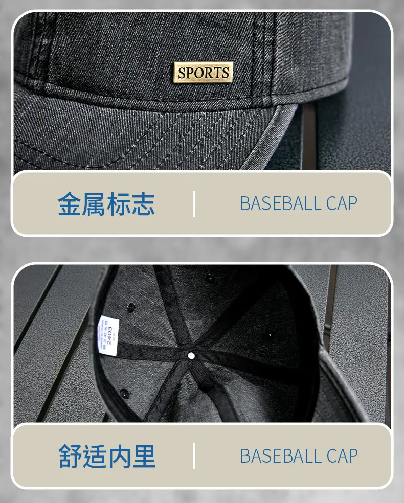 Men's Blue Denim Baseball Cap Sports Wear — feature 30