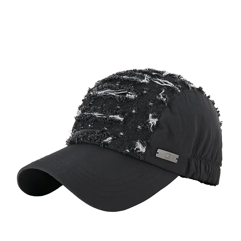 Blue Ripped Denim Washed Baseball Cap - Image 8