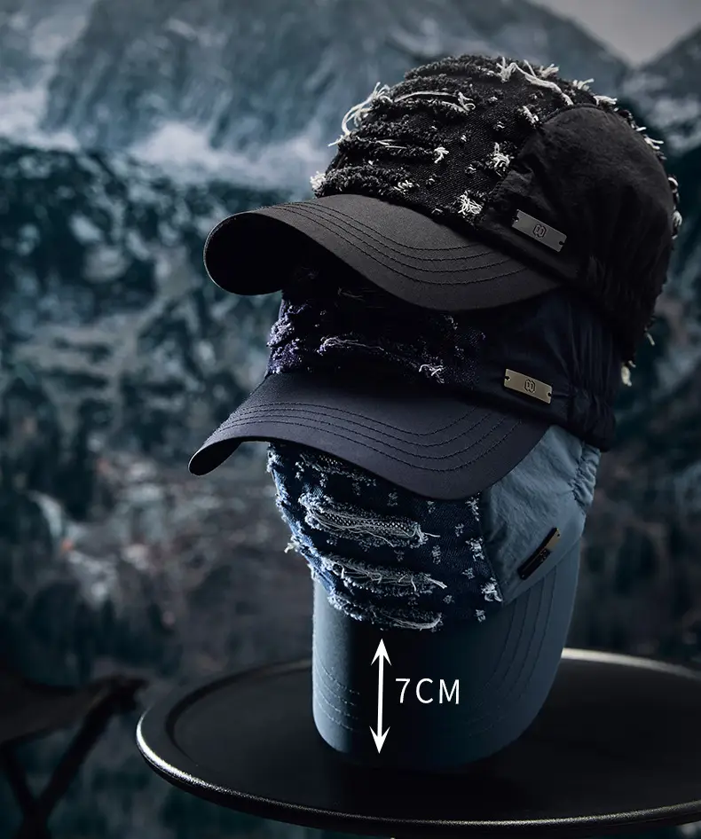 Blue Ripped Denim Washed Baseball Cap — feature 13