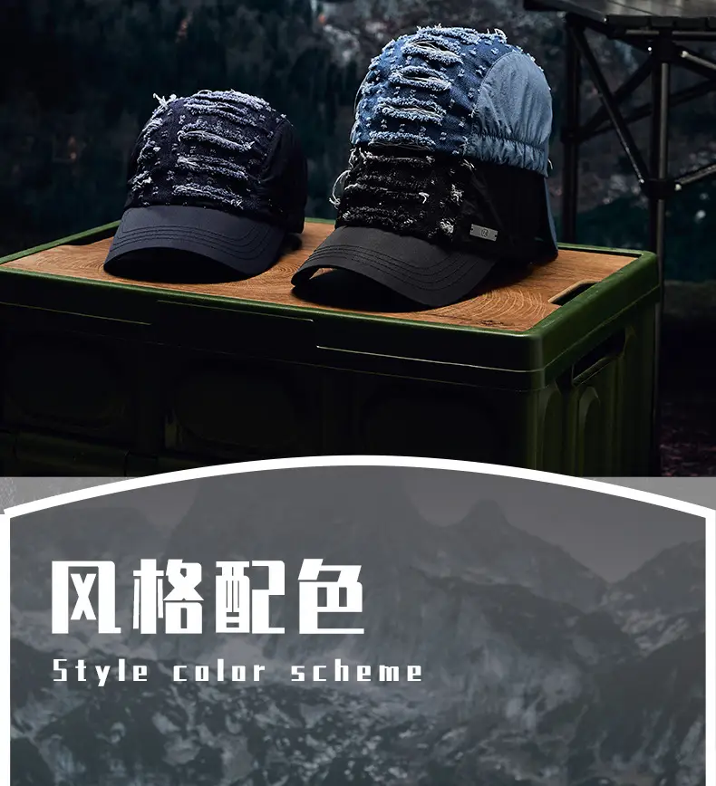 Blue Ripped Denim Washed Baseball Cap — feature 18