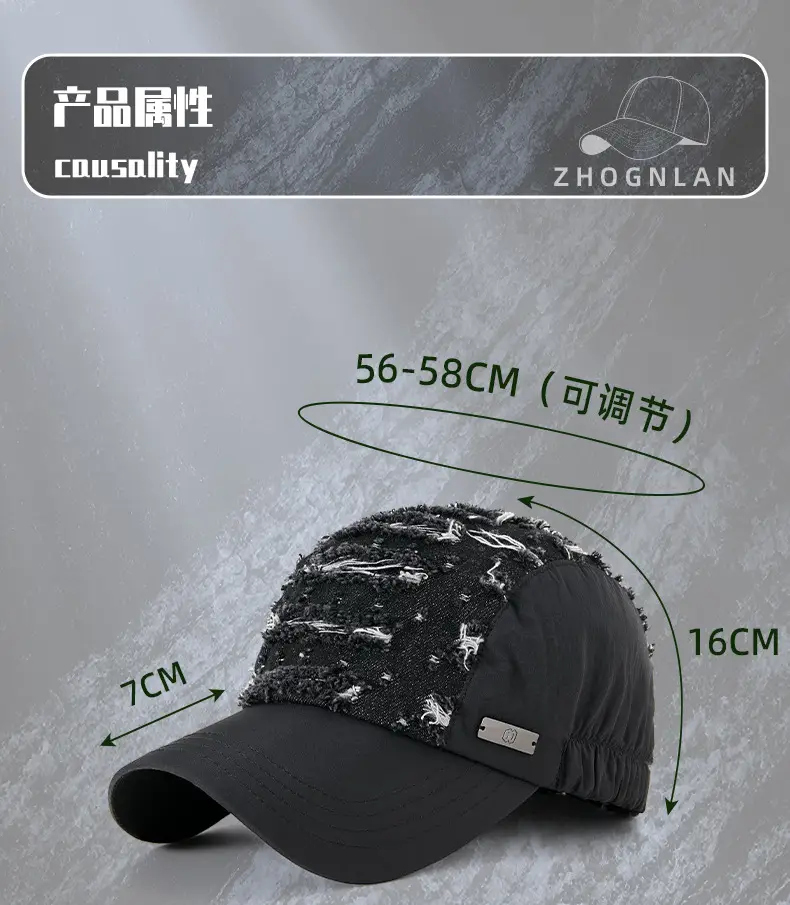 Blue Ripped Denim Washed Baseball Cap — feature 20