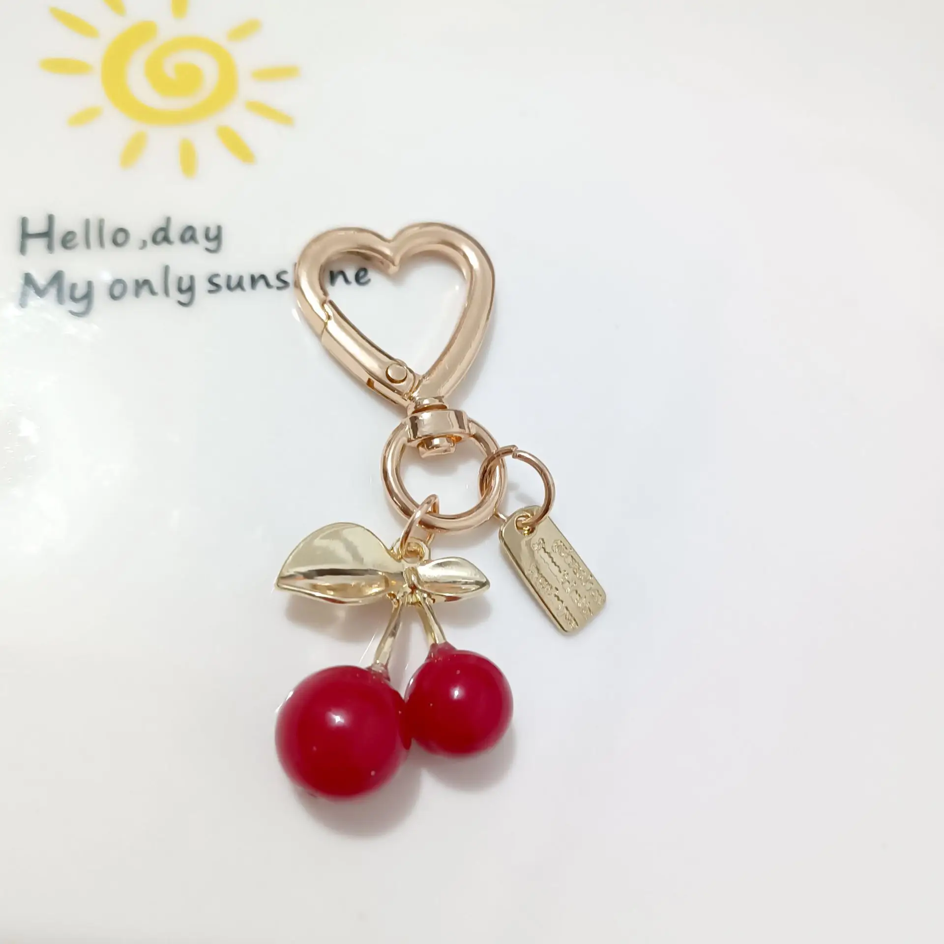 Korean Style Cherry Pendant Keychain Gold Leaf Alloy - Image 11