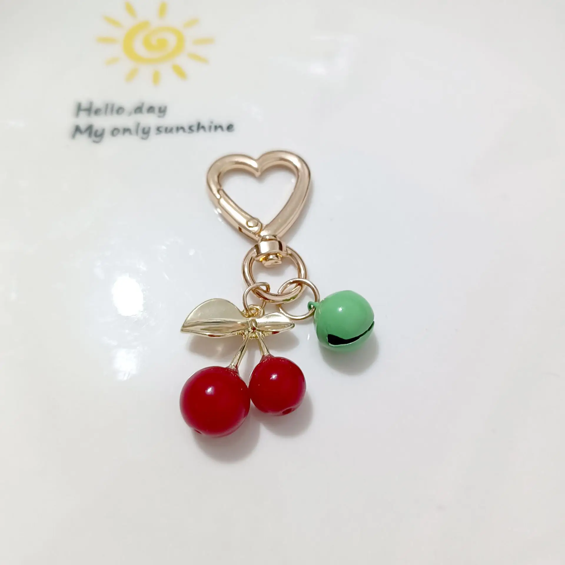 Korean Style Cherry Pendant Keychain Gold Leaf Alloy - Image 12