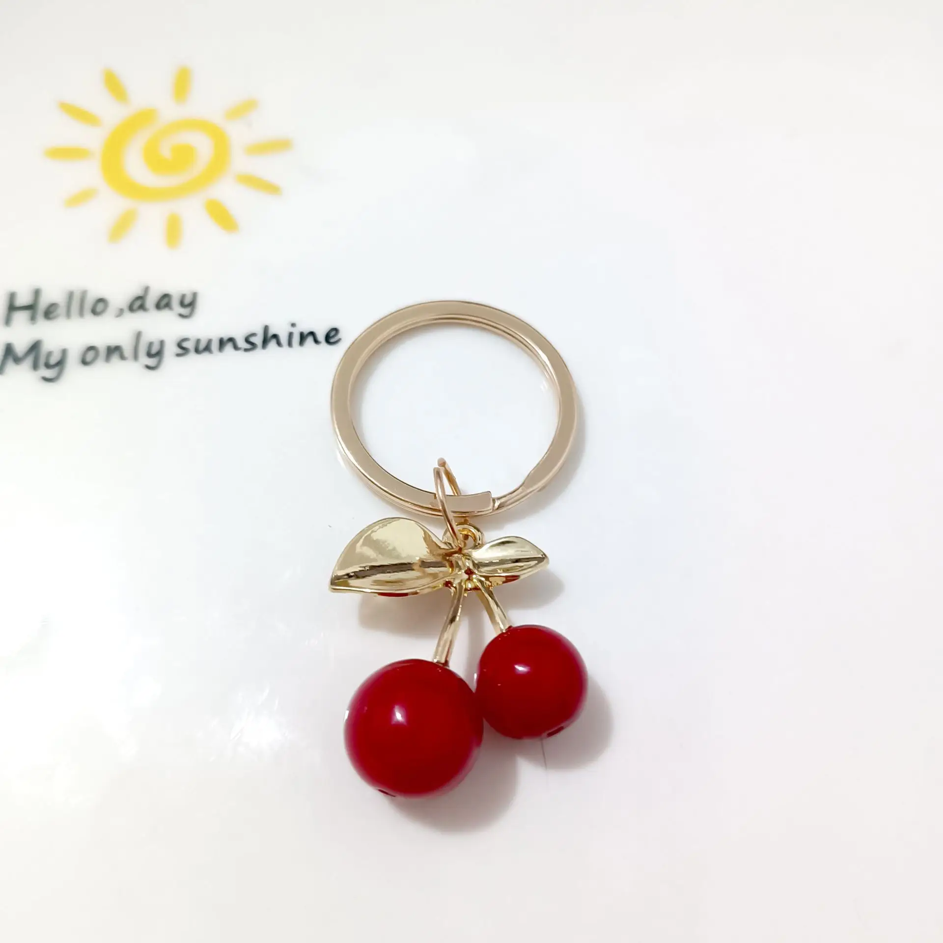 Korean Style Cherry Pendant Keychain Gold Leaf Alloy - Image 14