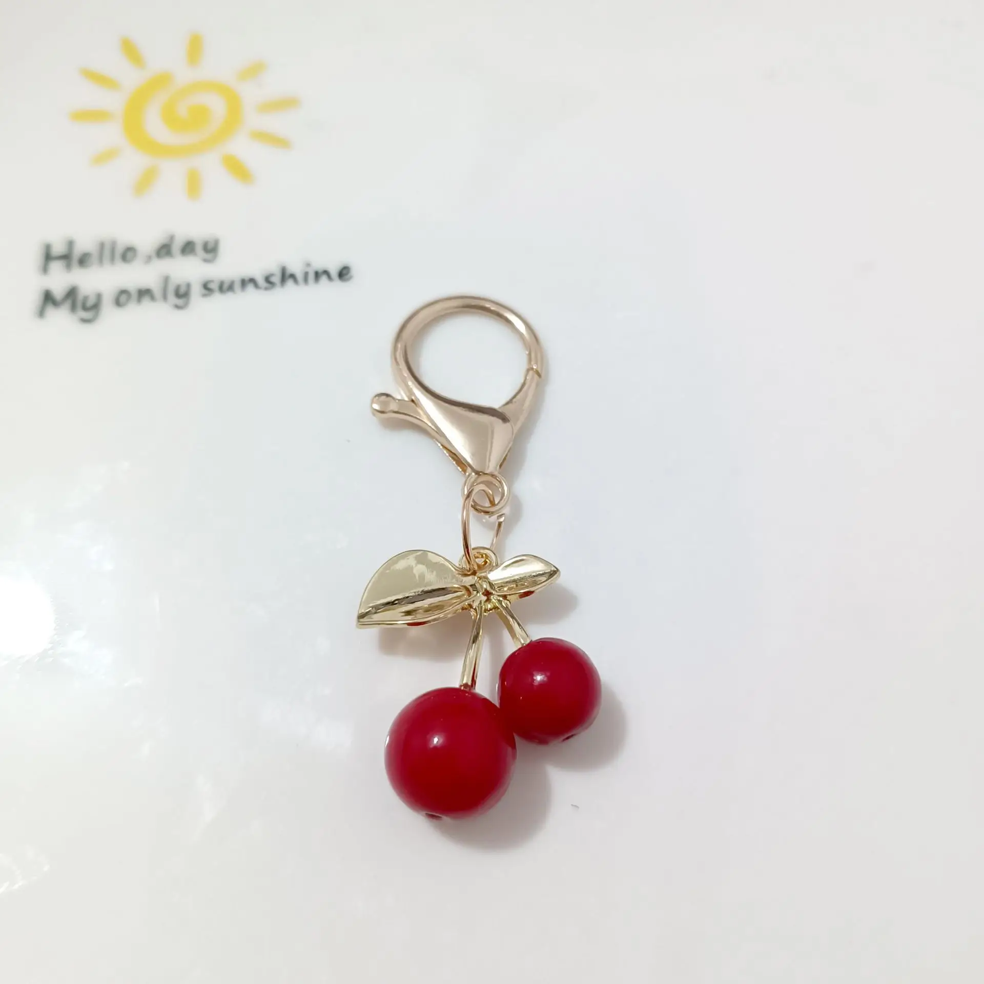 Korean Style Cherry Pendant Keychain Gold Leaf Alloy - Image 15