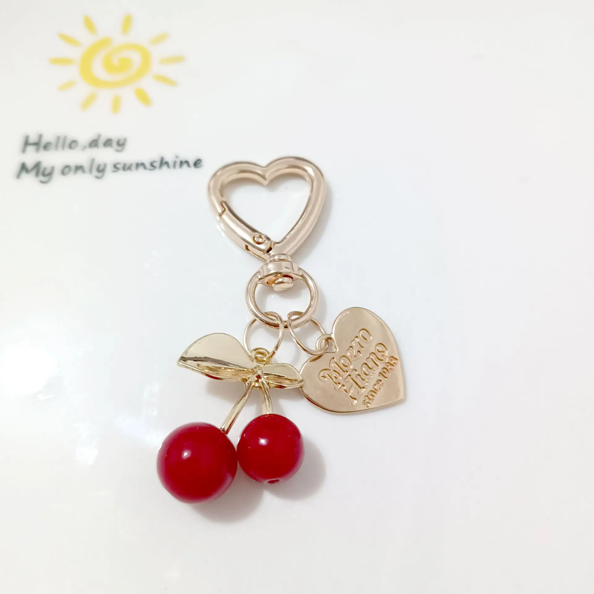 Korean Style Cherry Pendant Keychain Gold Leaf Alloy - Image 16