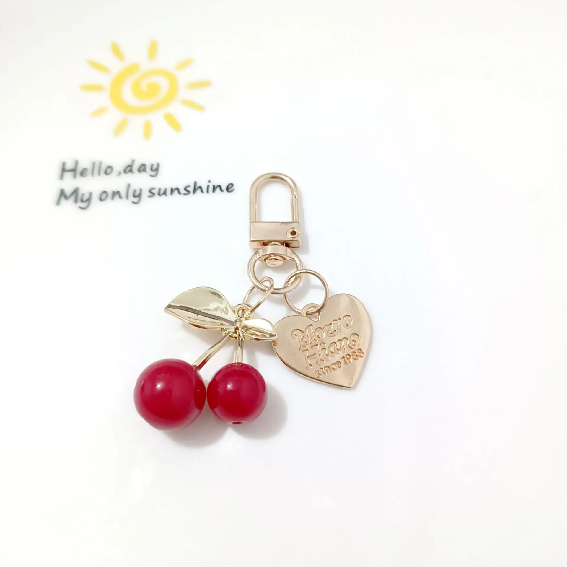 Korean Style Cherry Pendant Keychain Gold Leaf Alloy - Image 17