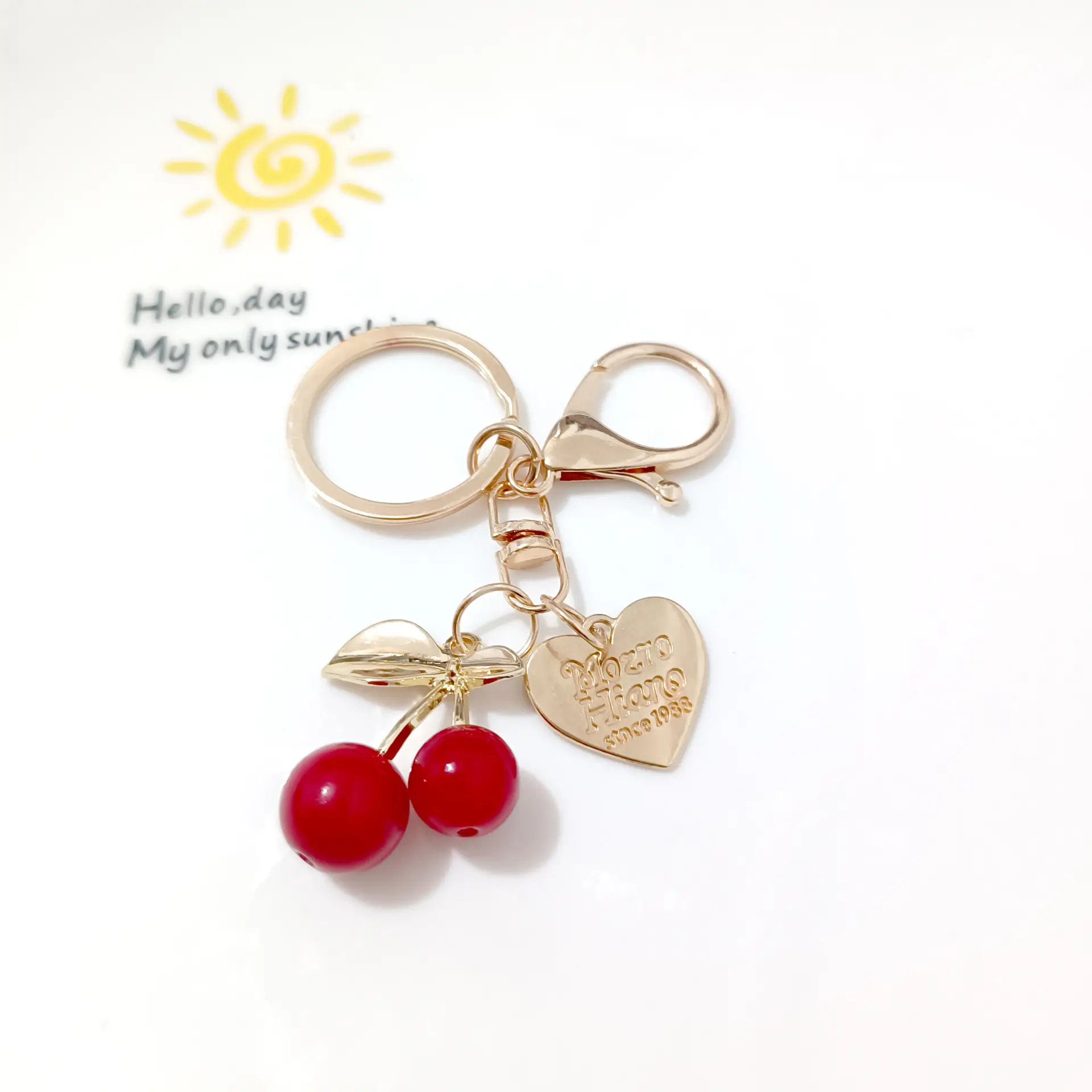 Korean Style Cherry Pendant Keychain Gold Leaf Alloy - Image 18