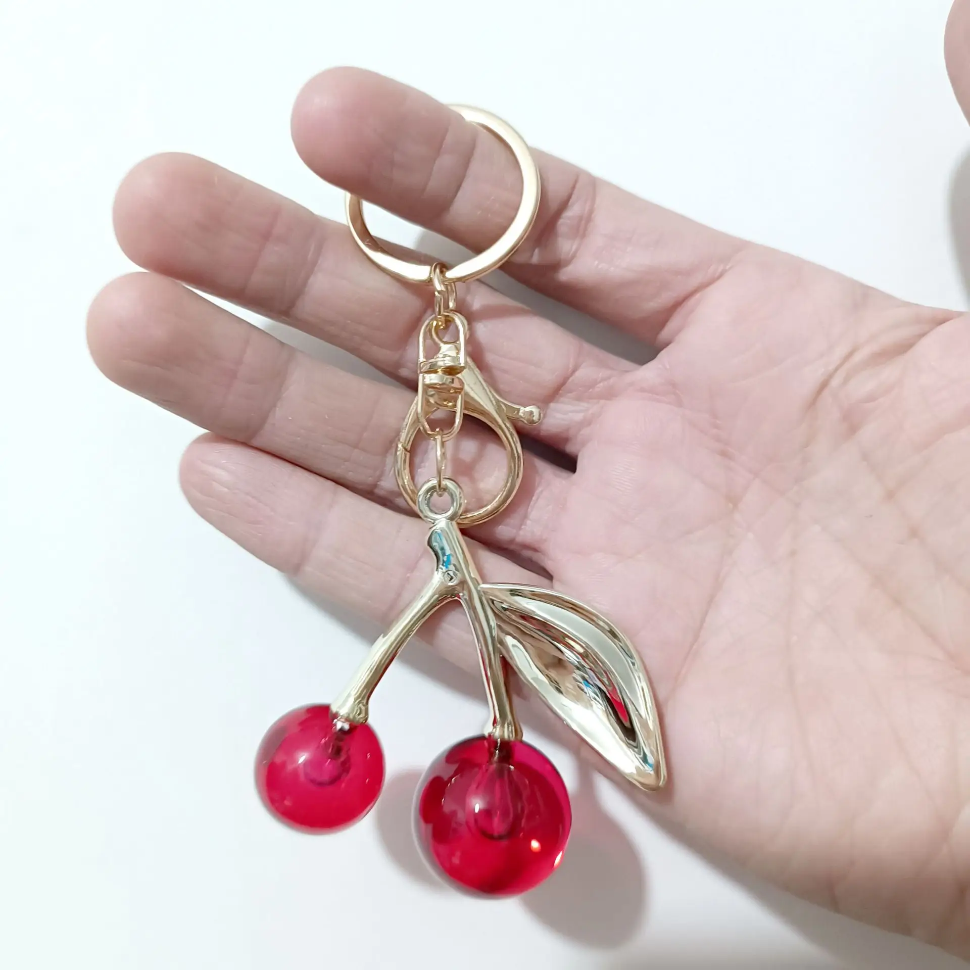 Korean Style Cherry Pendant Keychain Gold Leaf Alloy - Image 27