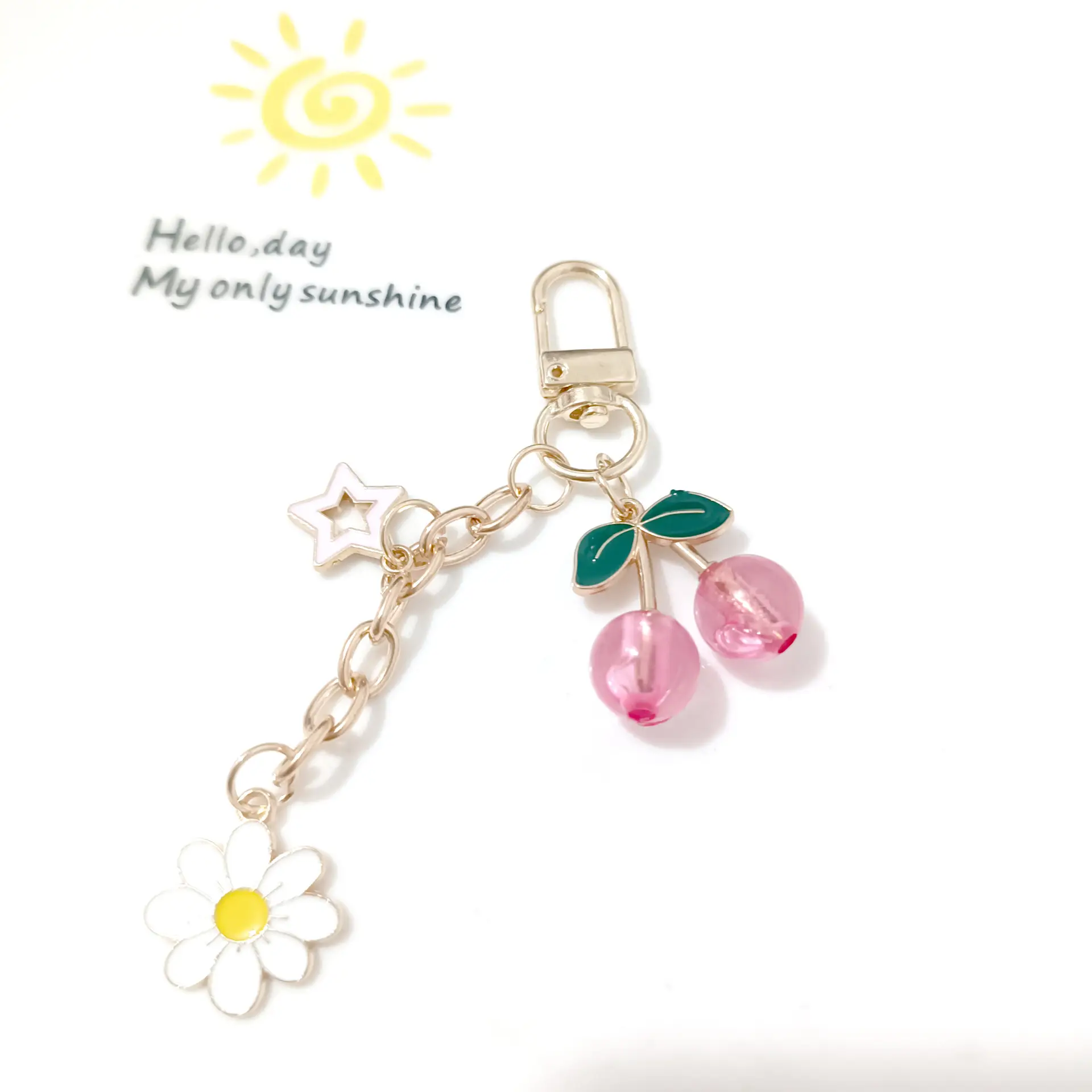 Korean Style Cherry Pendant Keychain Gold Leaf Alloy - Image 34