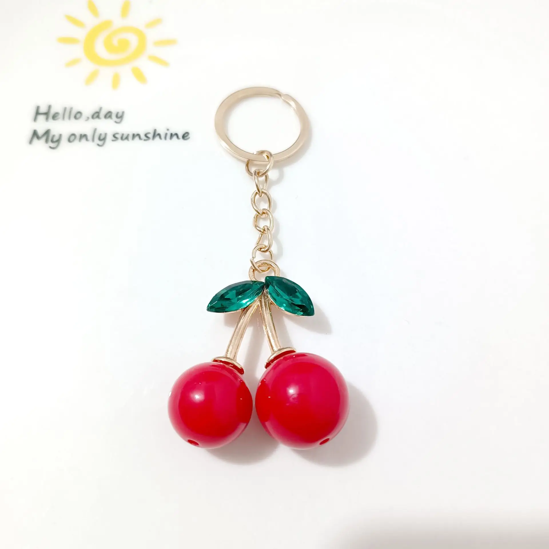 Korean Style Cherry Pendant Keychain Gold Leaf Alloy - Image 5