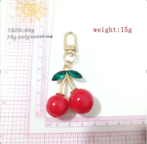 Korean Style Cherry Pendant Keychain Gold Leaf Alloy - Image 6