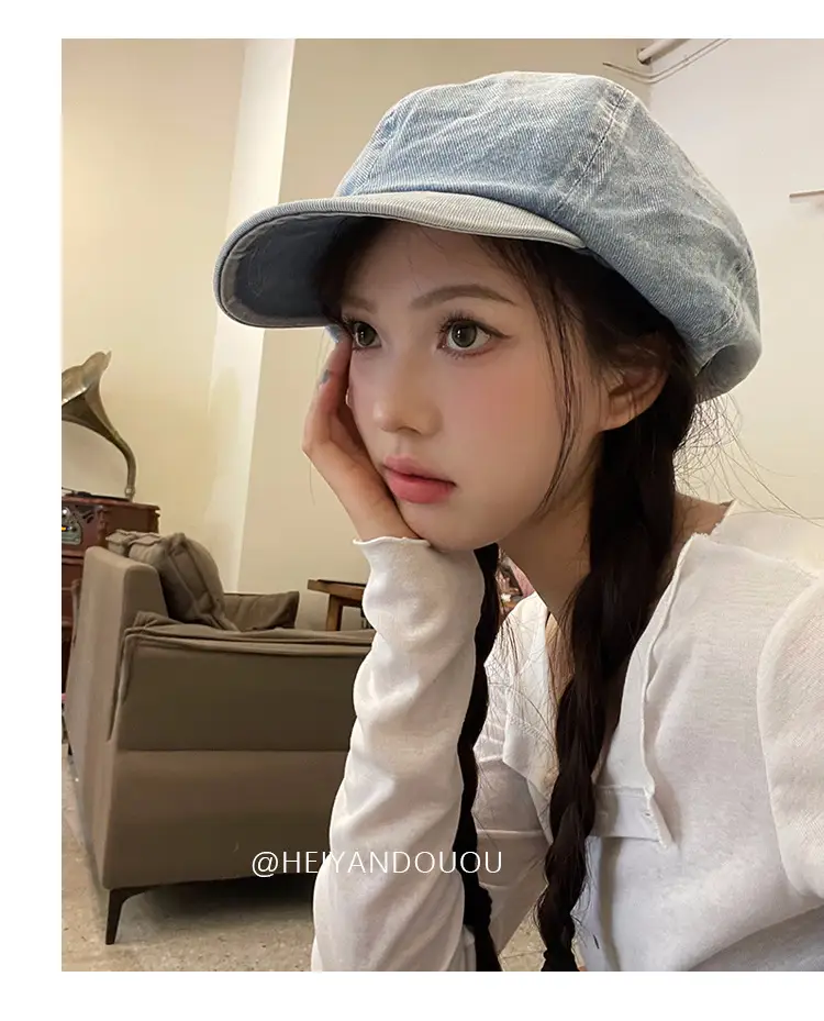Women K-Style Cotton Cowboy Beret Hat — feature 10