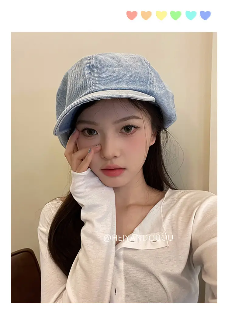 Women K-Style Cotton Cowboy Beret Hat — feature 11
