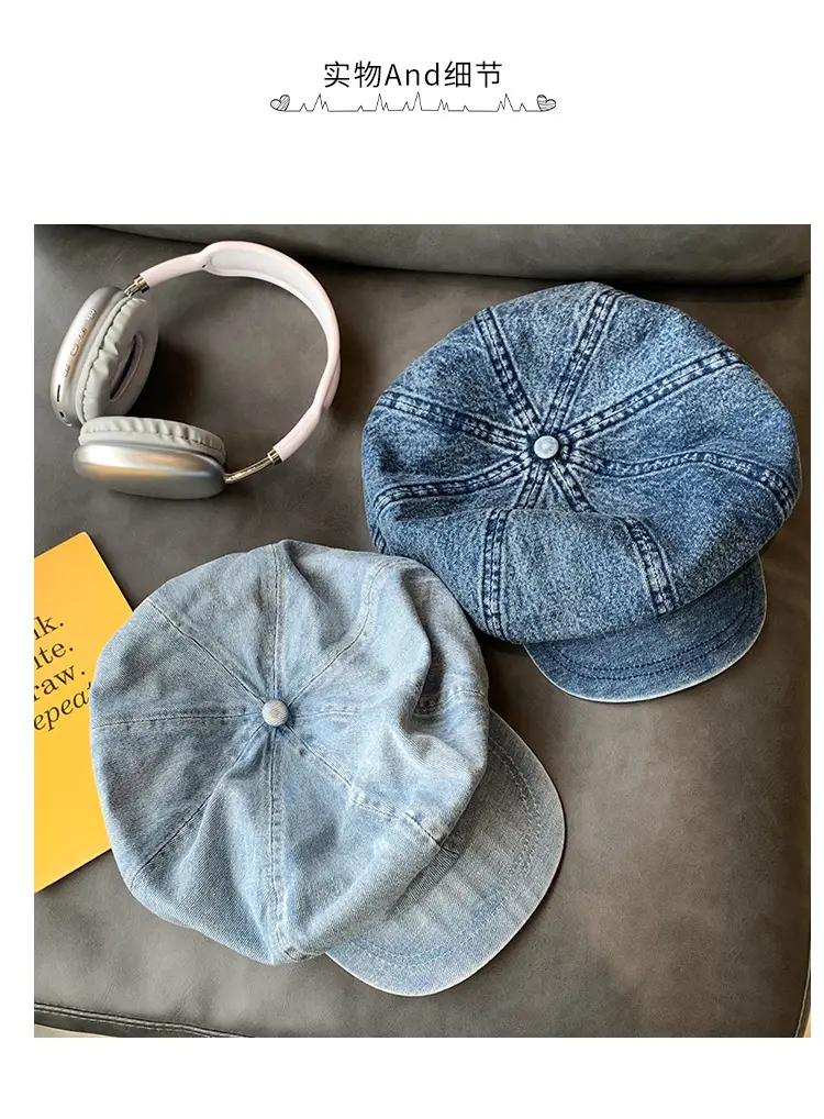 Women K-Style Cotton Cowboy Beret Hat — feature 12