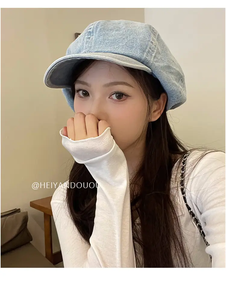Women K-Style Cotton Cowboy Beret Hat — feature 8