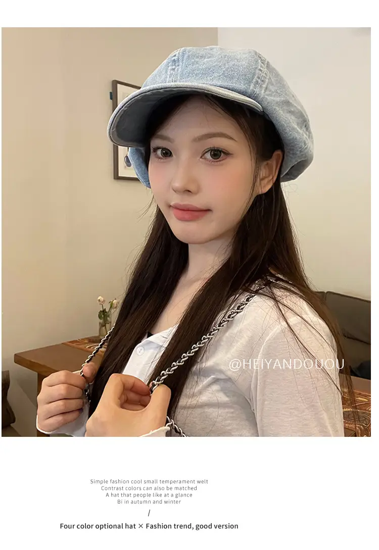 Women K-Style Cotton Cowboy Beret Hat — feature 9
