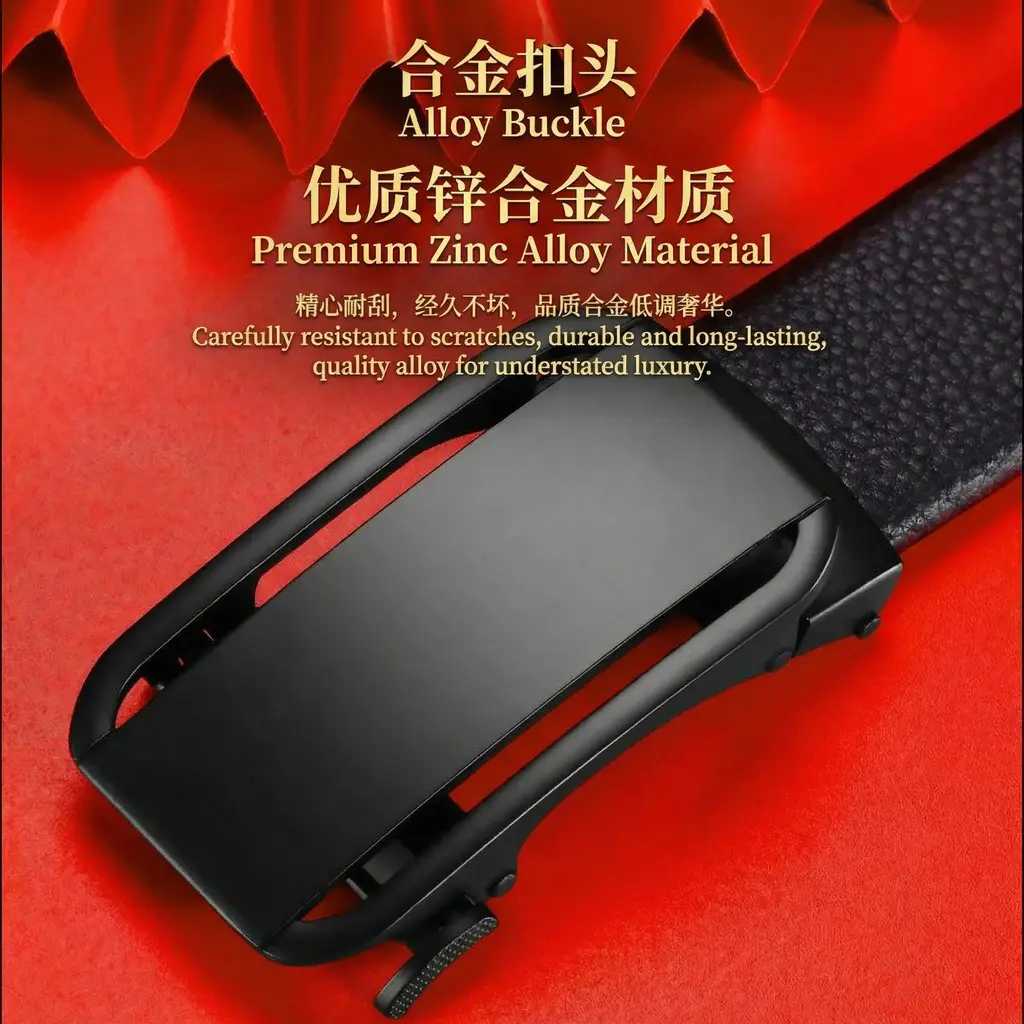Men's Black Croc Leather Belt Wallet with Automatic Buckle — feature 9