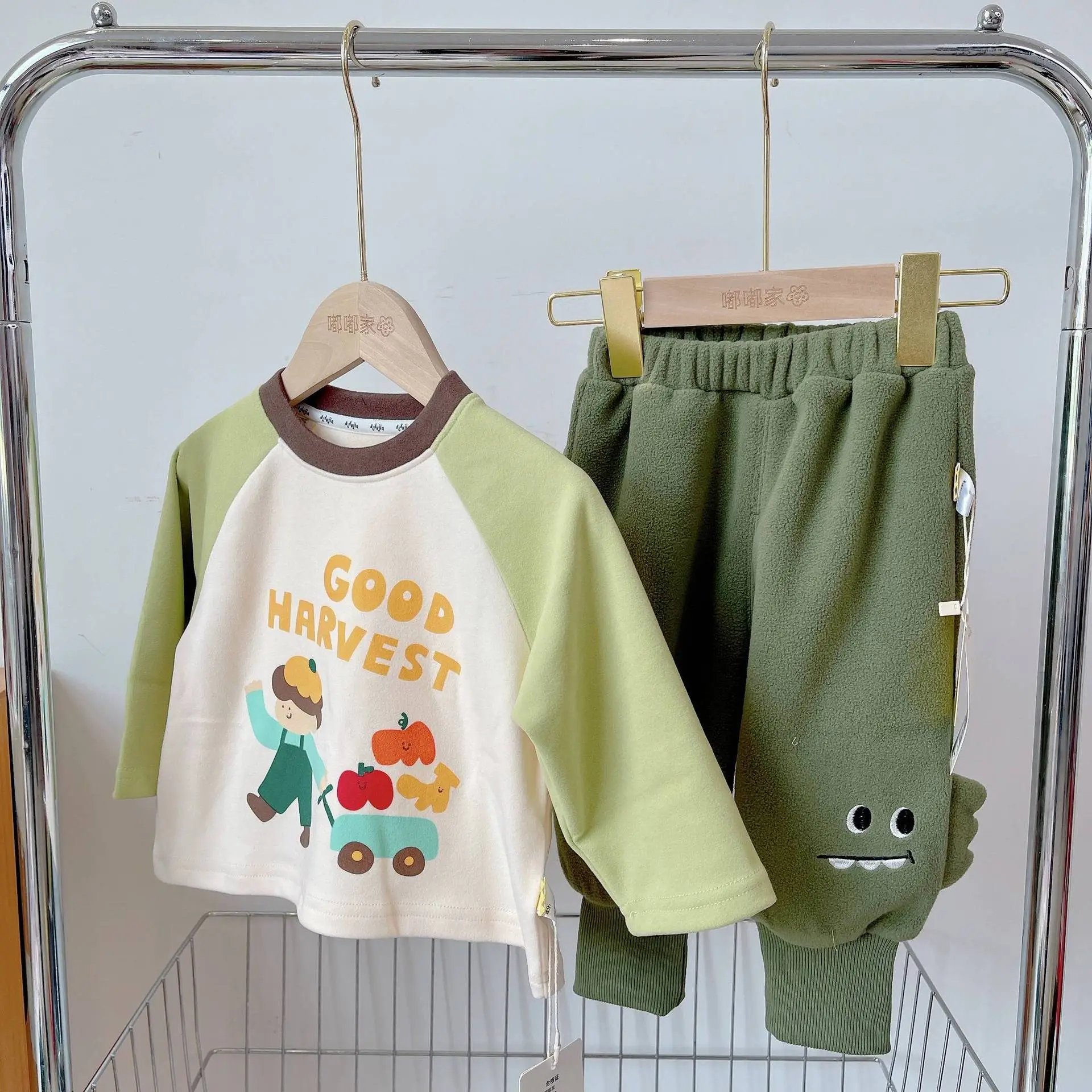 Dudu's Baby Raglan Sleeve T-Shirt Pink Beige - Image 4