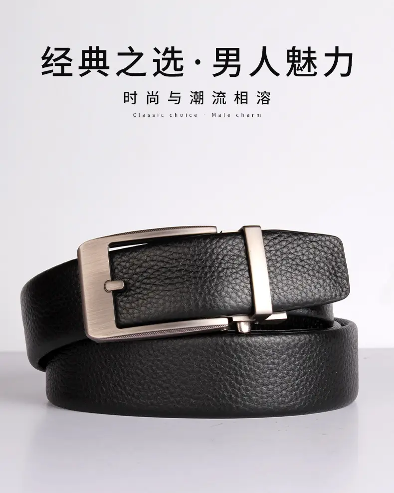 Men's Black Leather Crossbody Belt with Silver Buckle — feature 12