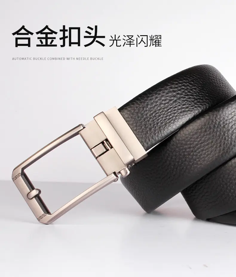 Men's Black Leather Crossbody Belt with Silver Buckle — feature 3