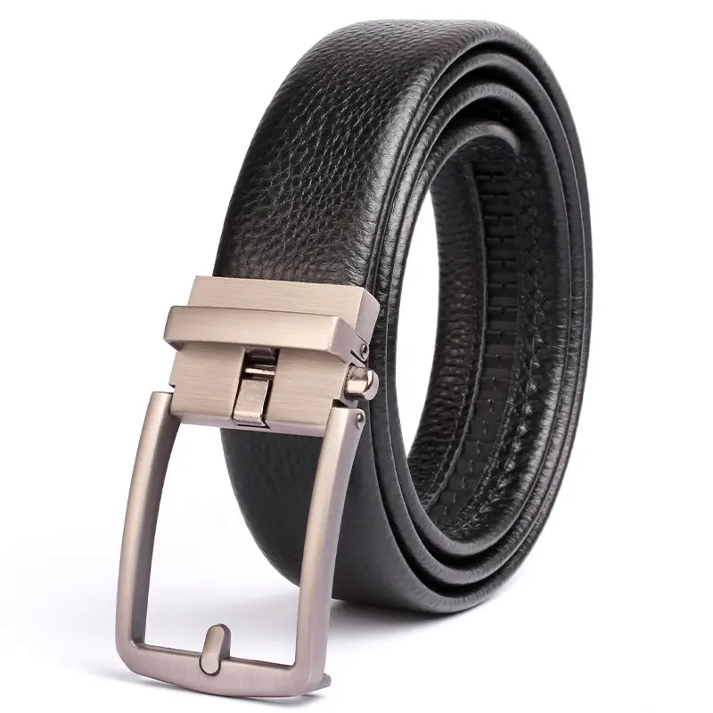 Men's Black Leather Crossbody Belt with Silver Buckle