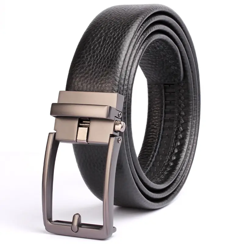 Men's Black Leather Crossbody Belt with Silver Buckle