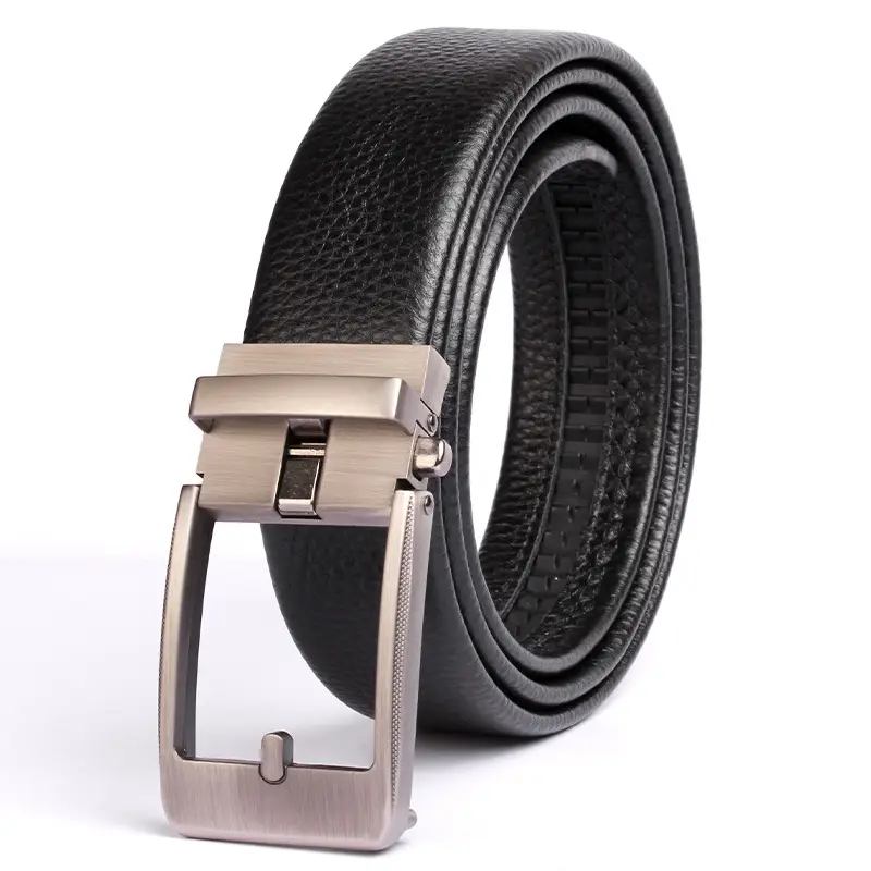 Men's Black Leather Crossbody Belt with Silver Buckle