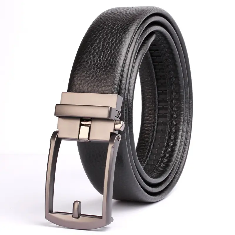 Men's Black Leather Crossbody Belt with Silver Buckle